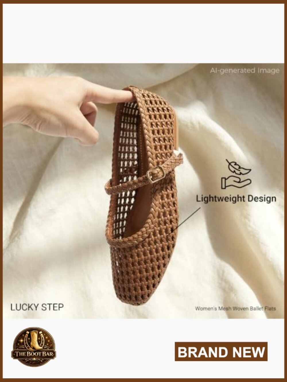 Mesh Woven Ballet Flats Round Toe Buckle Strap Breathable Casual Comfortable - Picture 4 of 7